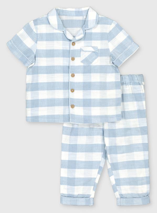 Buy Blue Check Woven Pyjamas 912 months Sleepsuits and pyjamas Argos